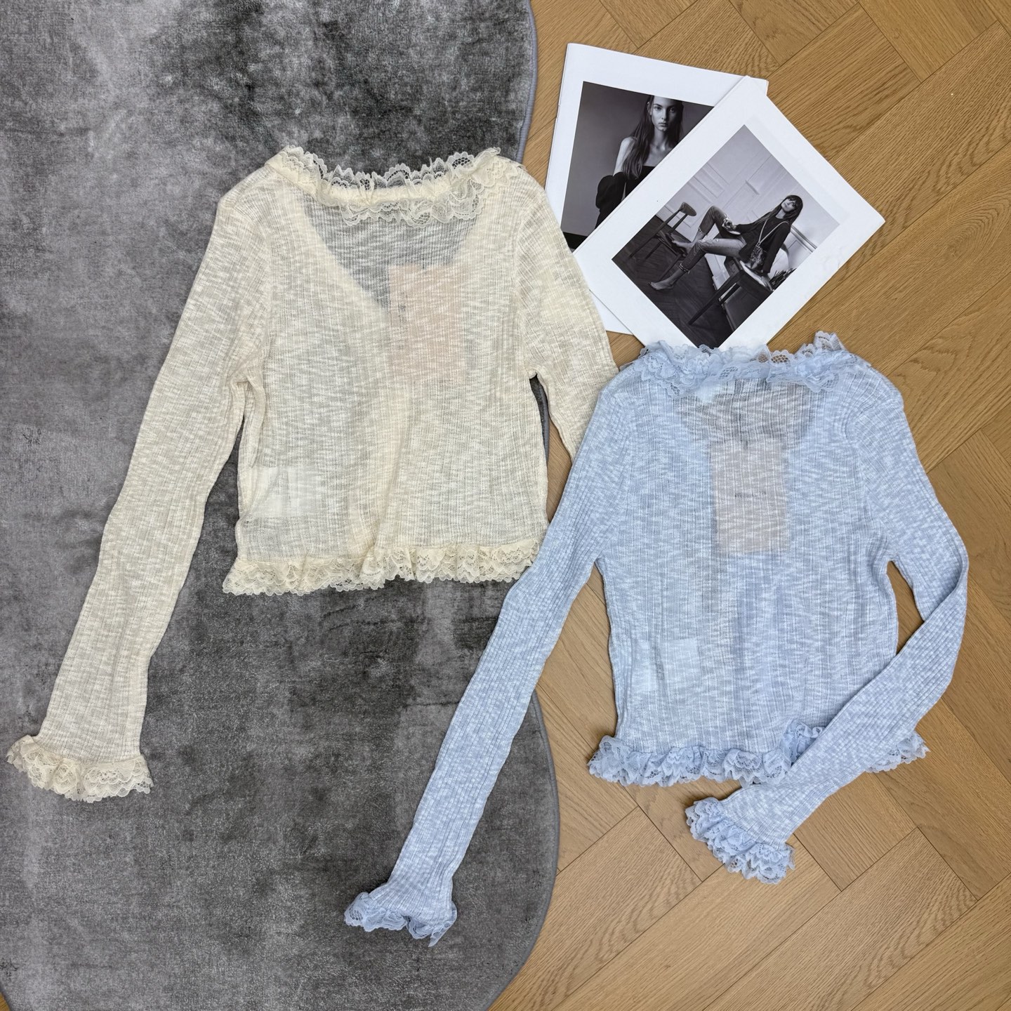 Miu家 26夏季新款 蕾丝花边针织开衫，甜妹本命温柔小上衣！轻薄肌理针织面料，透气不闷，双层立体蕾丝花