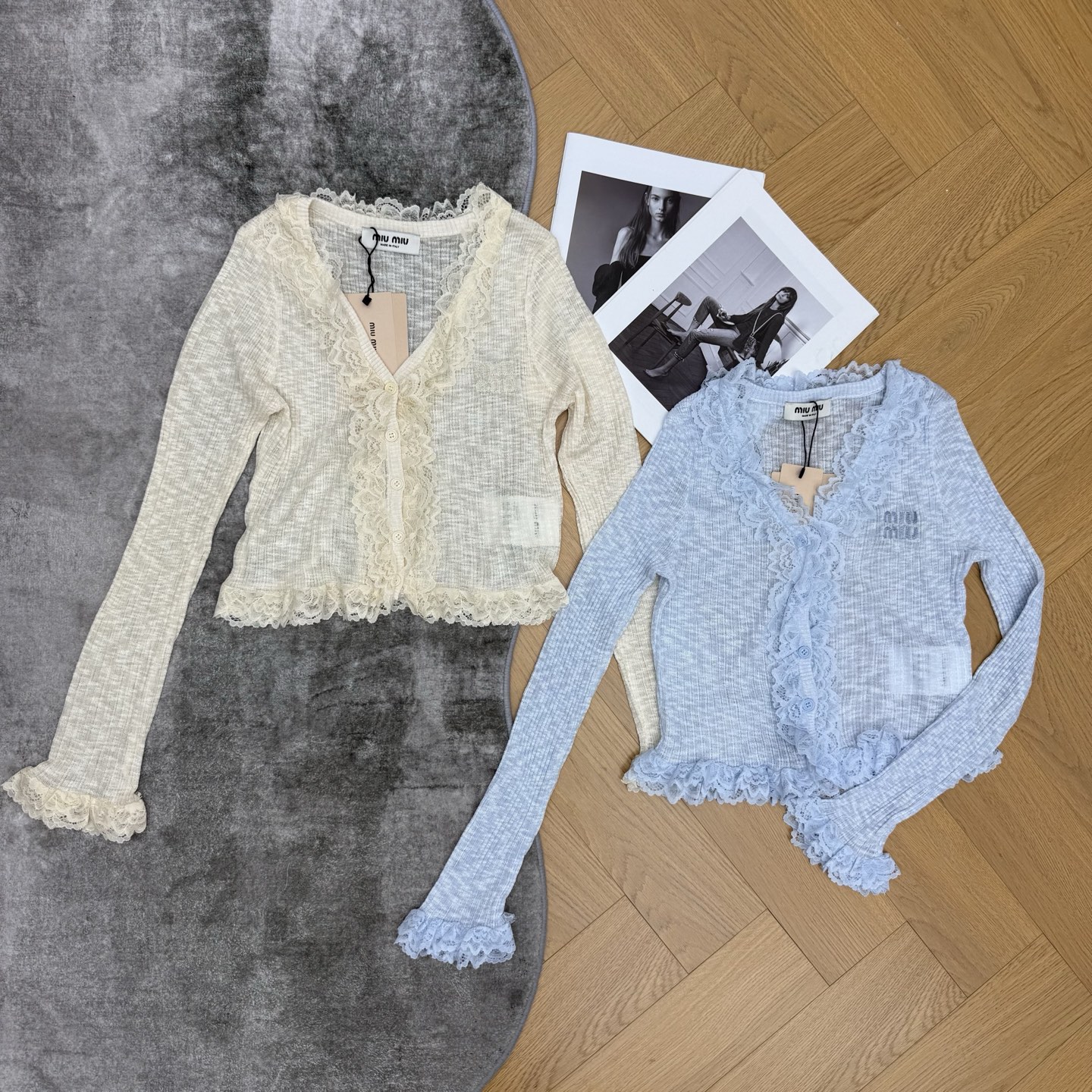 Miu家 26夏季新款 蕾丝花边针织开衫，甜妹本命温柔小上衣！轻薄肌理针织面料，透气不闷，双层立体蕾丝花