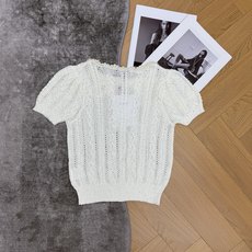 小香家 26夏季新款 小钻花朵镂空针织短袖,富家千金温柔风天花板单品!透气镂空麻感针织面料,自带细闪银丝 小香家 26夏季新款 小钻花朵镂空针织短袖,富家千金温柔风天花板单品!透气镂空麻感针织面料,自带细闪银丝