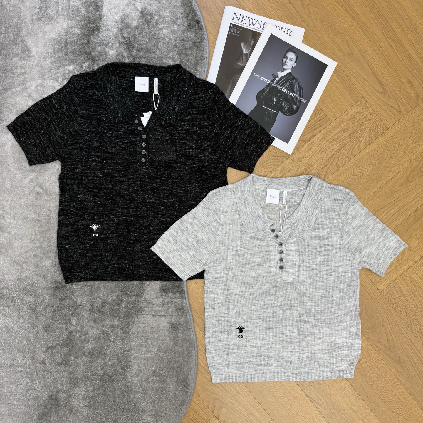 D家 26夏季新款 花纱Polo针织短袖，高级感花纱肌理针织面料，混色杂纱质感细腻，轻薄透气不闷肤，夏日