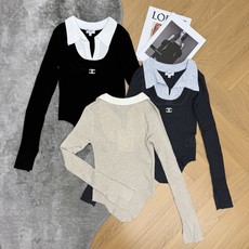 Chanel 26早秋新款 假两件撞色Polo领针织长袖,高弹竖坑条针织面料,柔软亲肤透气,弹力贴合身形不紧绷。双层拼接 Chanel 26早秋新款 假两件撞色Polo领针织长袖,高弹竖坑条针织面料,柔软亲肤透气,弹力贴合身形不紧绷。双层拼接