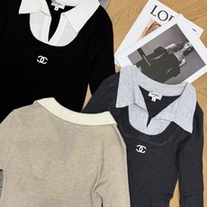 Chanel 26早秋新款 假两件撞色Polo领针织长袖,高弹竖坑条针织面料,柔软亲肤透气,弹力贴合身形不紧绷。双层拼接 Chanel 26早秋新款 假两件撞色Polo领针织长袖,高弹竖坑条针织面料,柔软亲肤透气,弹力贴合身形不紧绷。双层拼接