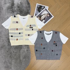 Miu家 26早秋新款 假两件针织马甲,V领单排扣开衫设计,经典学院风版型,整件手工感彩色菱格/水滴形立体装饰,黑、酒红 Miu家 26早秋新款 假两件针织马甲,V领单排扣开衫设计,经典学院风版型,整件手工感彩色菱格/水滴形立体装饰,黑、酒红
