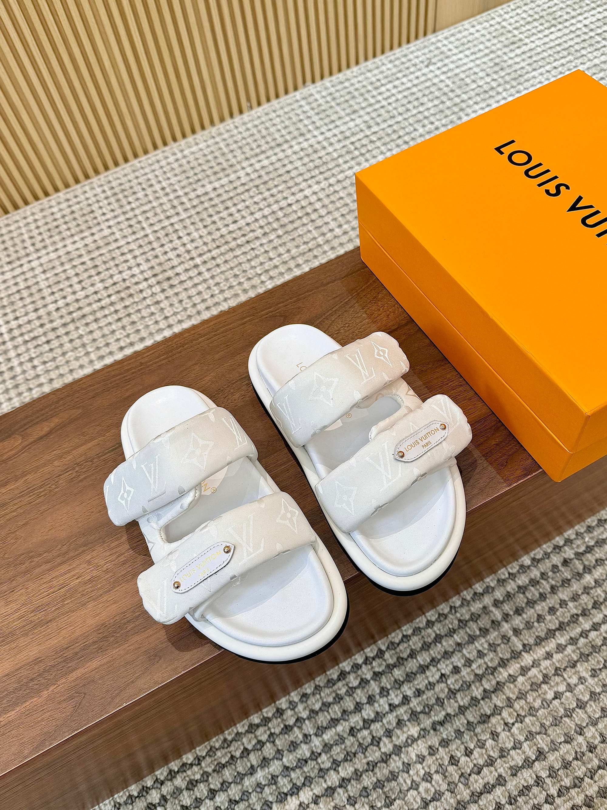 Louis Vuitton Women's White Monogram Embossed Archlight Flat Sandals 6 a1741773366703 5537