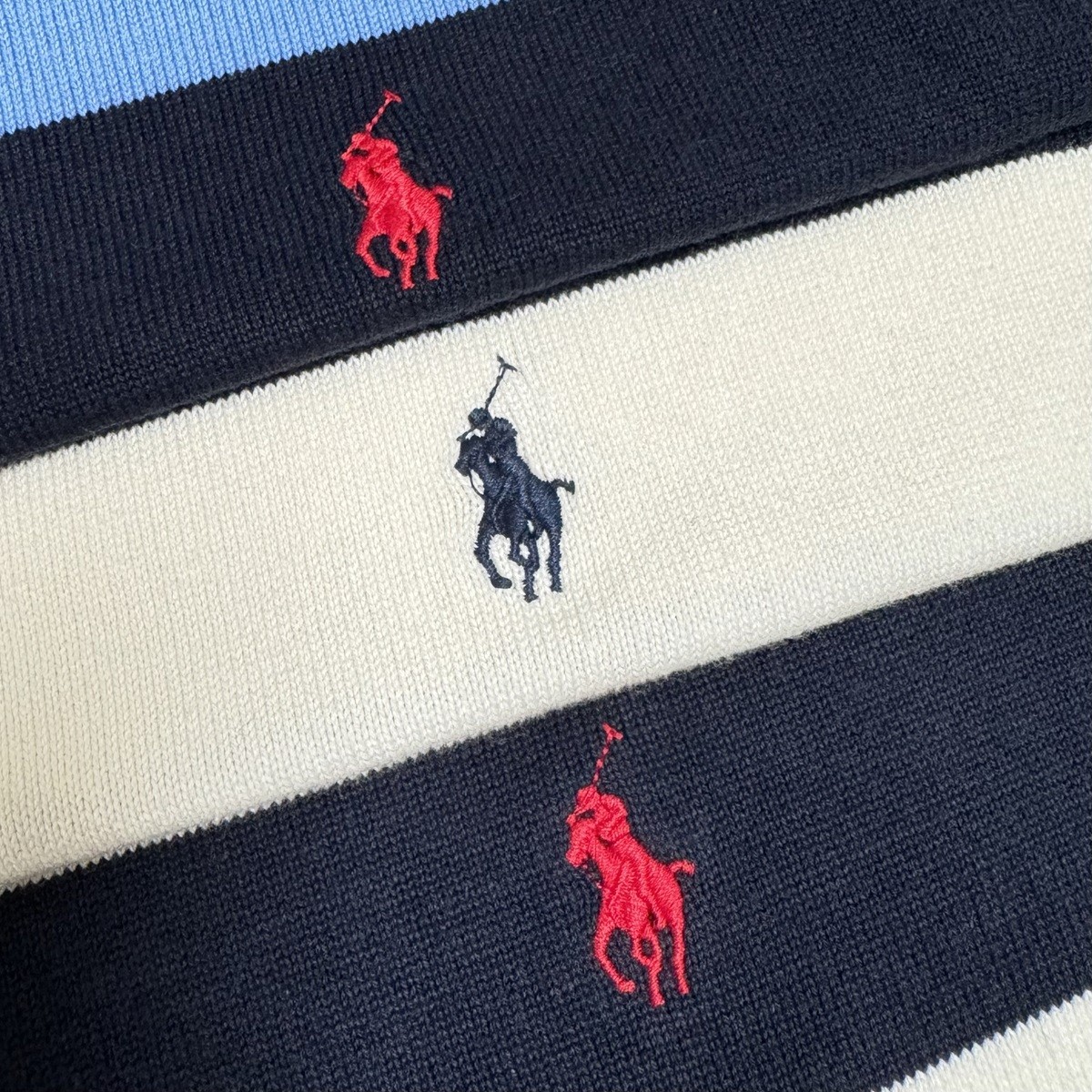 Flav Lauren’s Striped Round Sweater with Pony Embroidery in Multiple Colors and Sizes - 图片 8