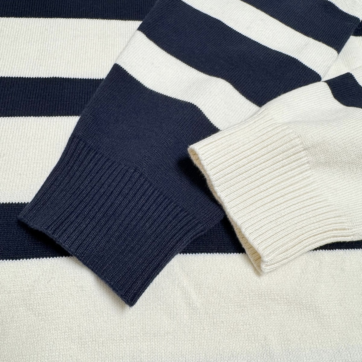 113M207# ORIGINAL *BIRD EMBROIDERY STRIPES ROUND COLLAR SWEATER COLOUR: BLUE/WHITE, WHITE/BLUE SIZE: M-XXL - 图片 9