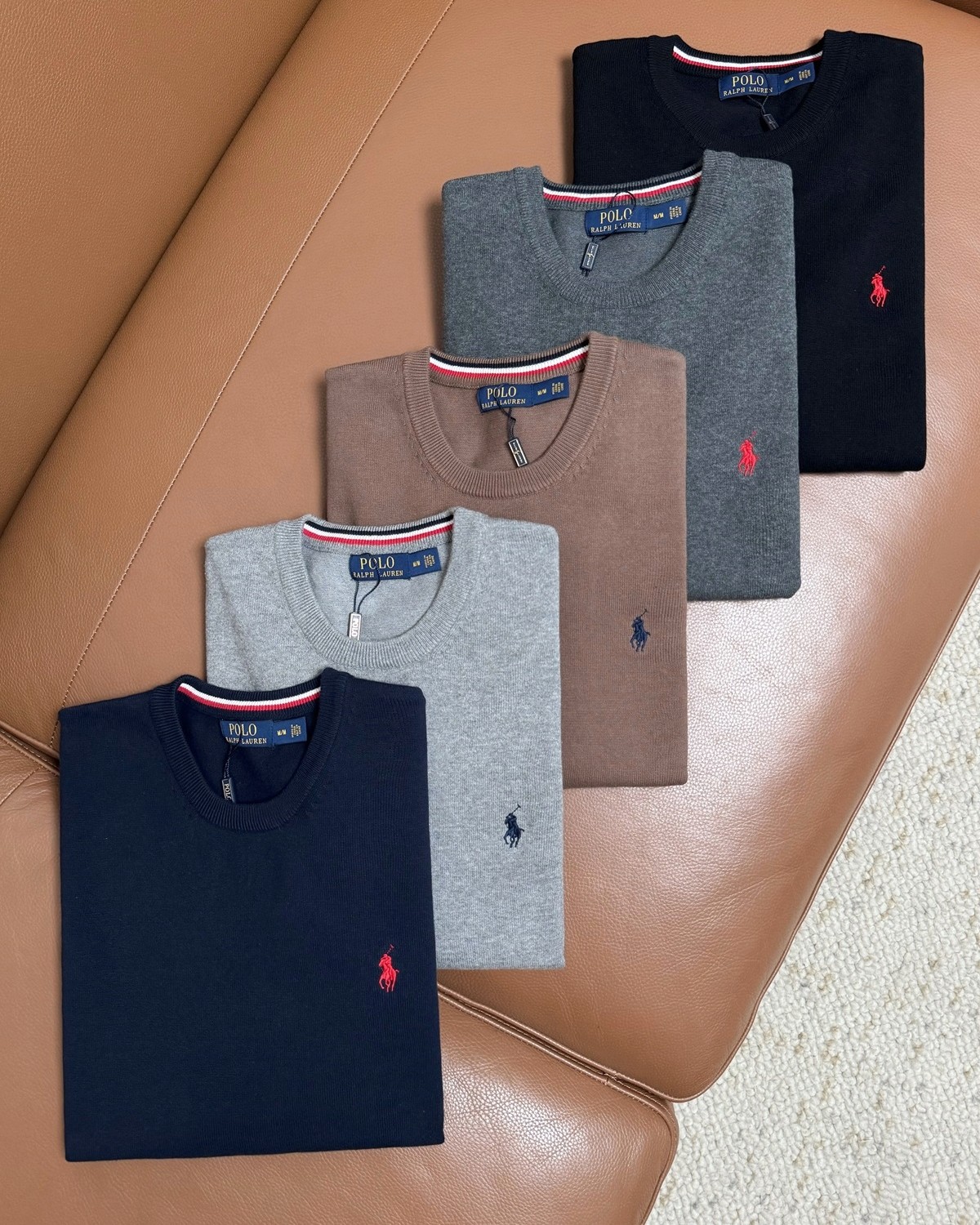 Laflauren Pony Embroidered Sweater: Black, Gray, Camel, Bourbon, Size M-XXL