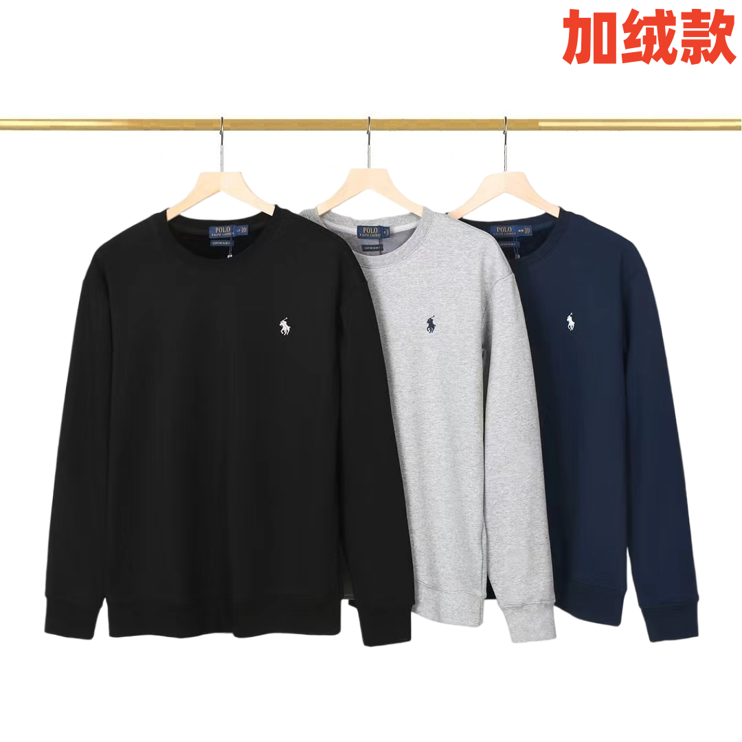 “RLLAV Lauren Velvet Collar Pony Embroidered Shirt in Black, Blue, Gray” - 图片 1