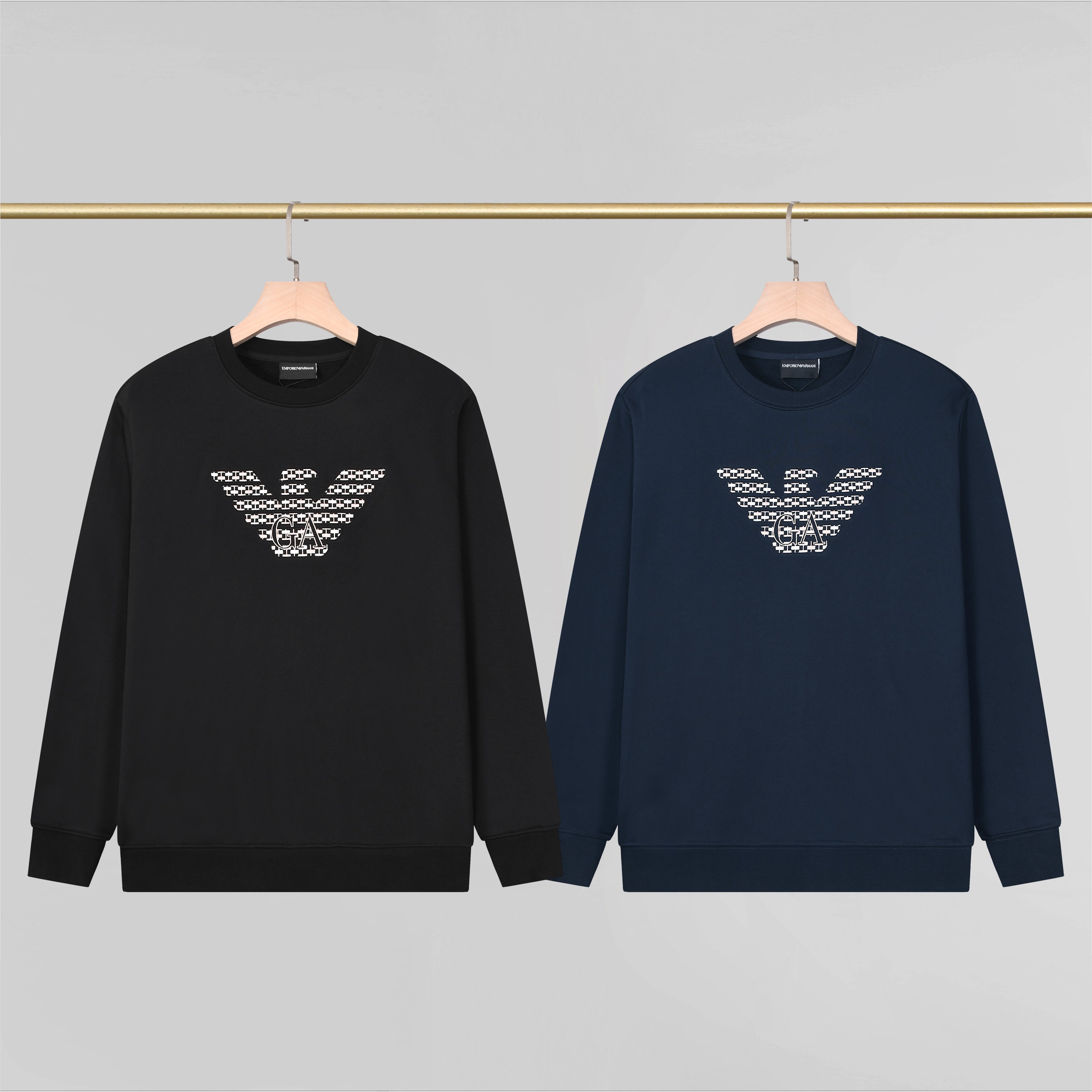 P93 Sudadera con capucha de cuello redondo Ar*mani, color: negro, azul marino, tallas: M-XXL, tejido: 350g de punto de …
