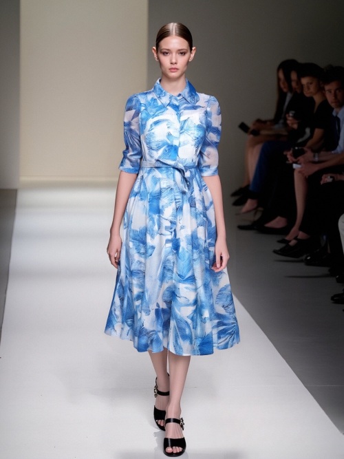 Elegant Women's Floral Print Shirt Dress With Belt - Sophisticated Style 1 Elegant Women's Floral Print Shirt Dress With Belt - Sophisticated Style