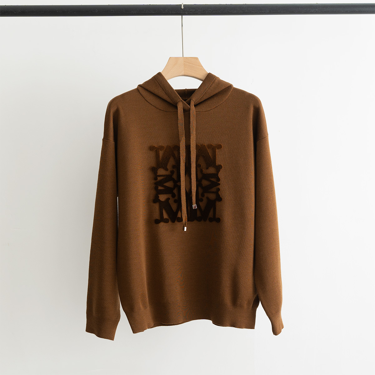 Max Mara Women's Wool-Blend Knit Hoodie with Gradient Embroidery