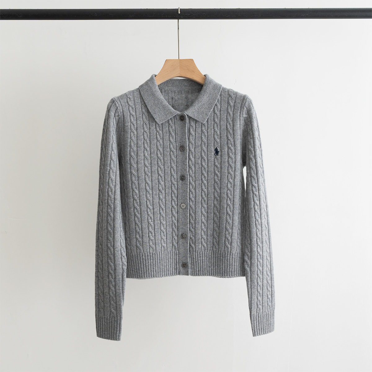 Ralph Lauren Women's Cable-Knit Wool-Blend Cardigan Sweater - Classic Fit