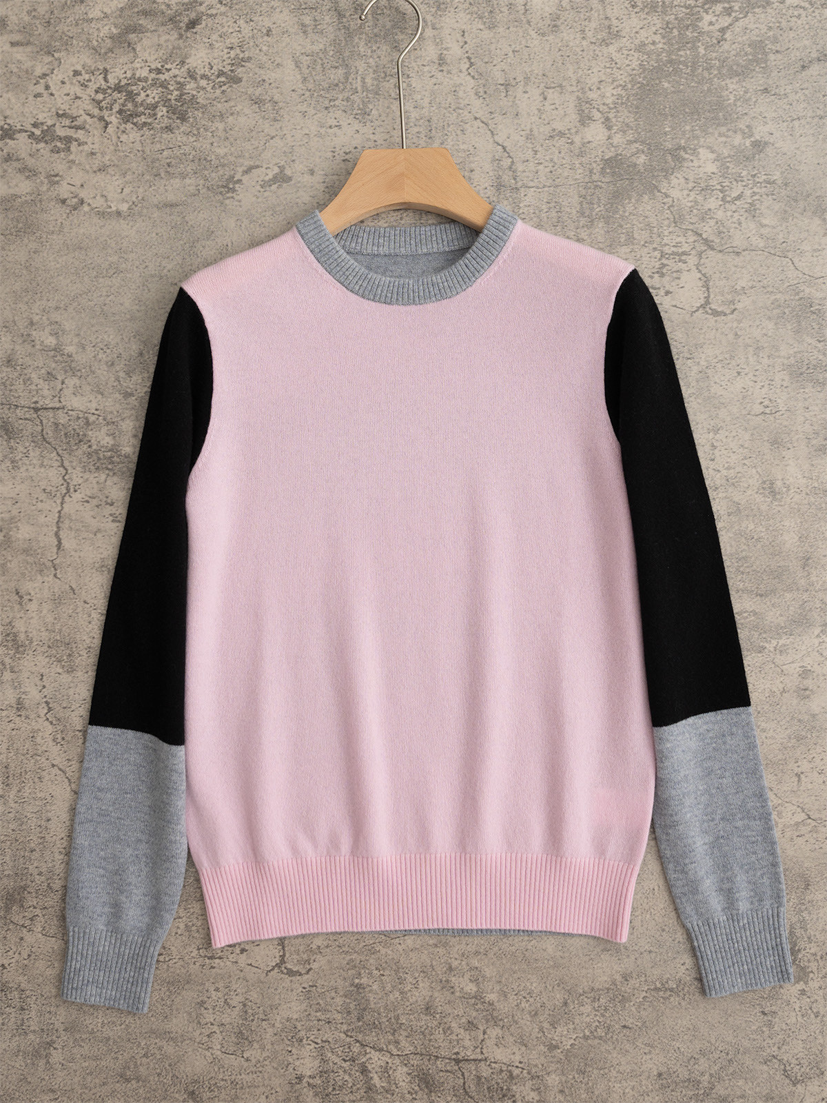 Barrie 25秋冬新款 圆领拼色款圆领针织长袖 双层圆筒领 拼色设计新颖别致 羊绒羊毛混纺纱线 三色