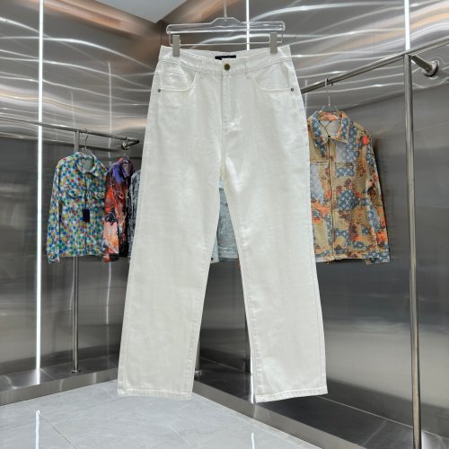 Louis Vuitton White Straight-Leg Jeans with Embossed Lettering 1 Louis Vuitton White Straight-Leg Jeans with Embossed Lettering