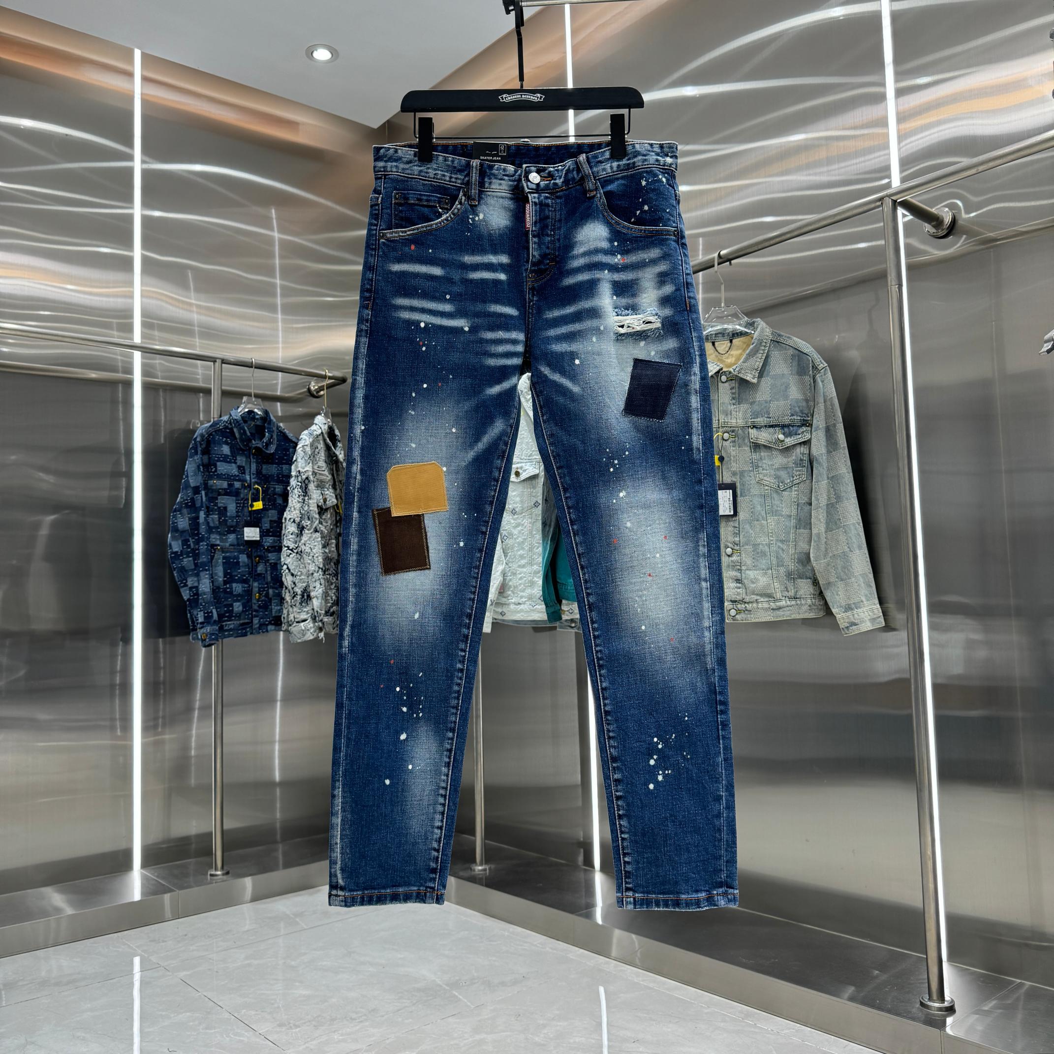 P150 DSQUARED2 vaqueros elásticos ajustados de estilo streetwear con graffiti, rotos y lavado a la piedra, co…
