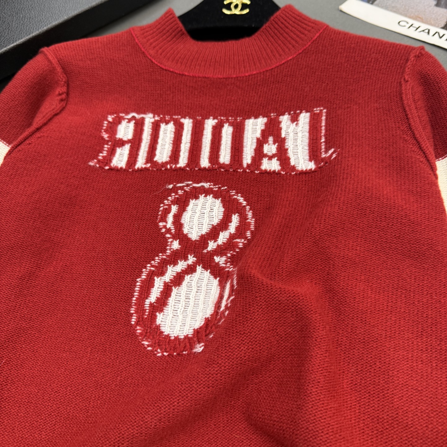 25冬季迪奥女装新款🆕圣诞🎄新年款 亲肤厚实羊绒，小立领经典幸运8图案气质时尚百搭长袖 1️⃣色红色尺码