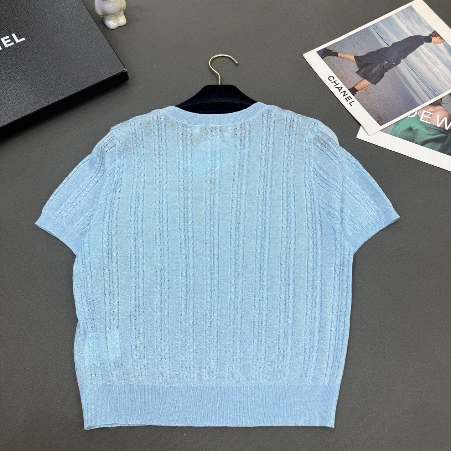 26春夏Dio*女装新款🆕顶级品质，舒服透气绢丝棉，弹力修身五角星气质百搭短袖 粉红/黄色/蓝色三色 尺