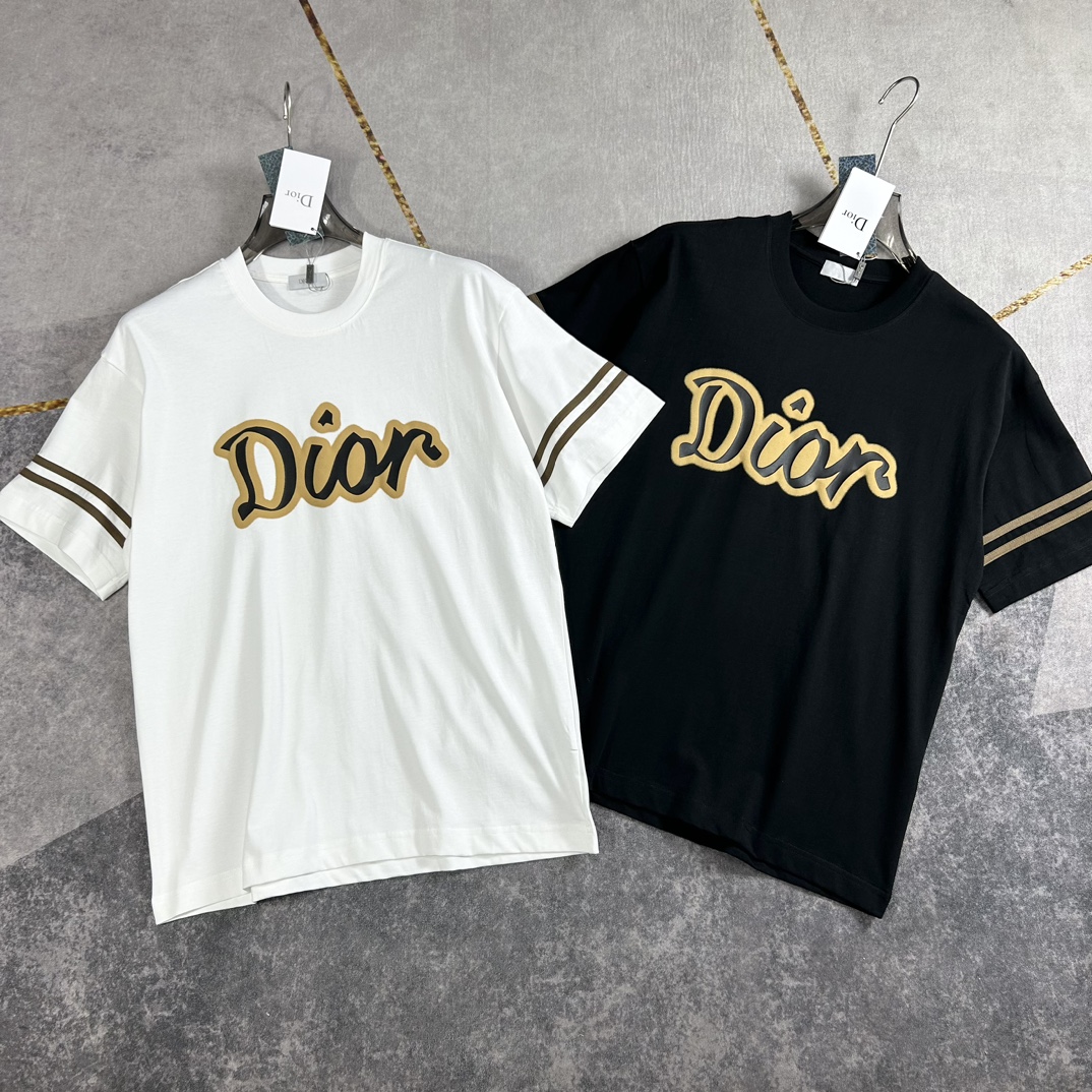 Dior Clothing T-Shirt Black Spring/Summer Collection Short Sleeve