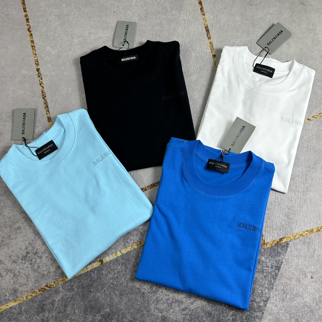 Balenciaga Clothing Shirts & Blouses T-Shirt Embroidery Unisex Short Sleeve