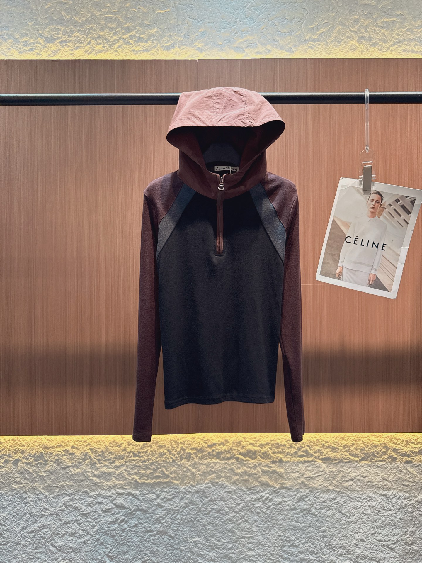 ✨✨✨Ance✨✨✨2025秋冬新品 【撞色连帽半拉链长袖衫】两款撞色搭配（灰蓝拼接、深棕拼接），连帽设