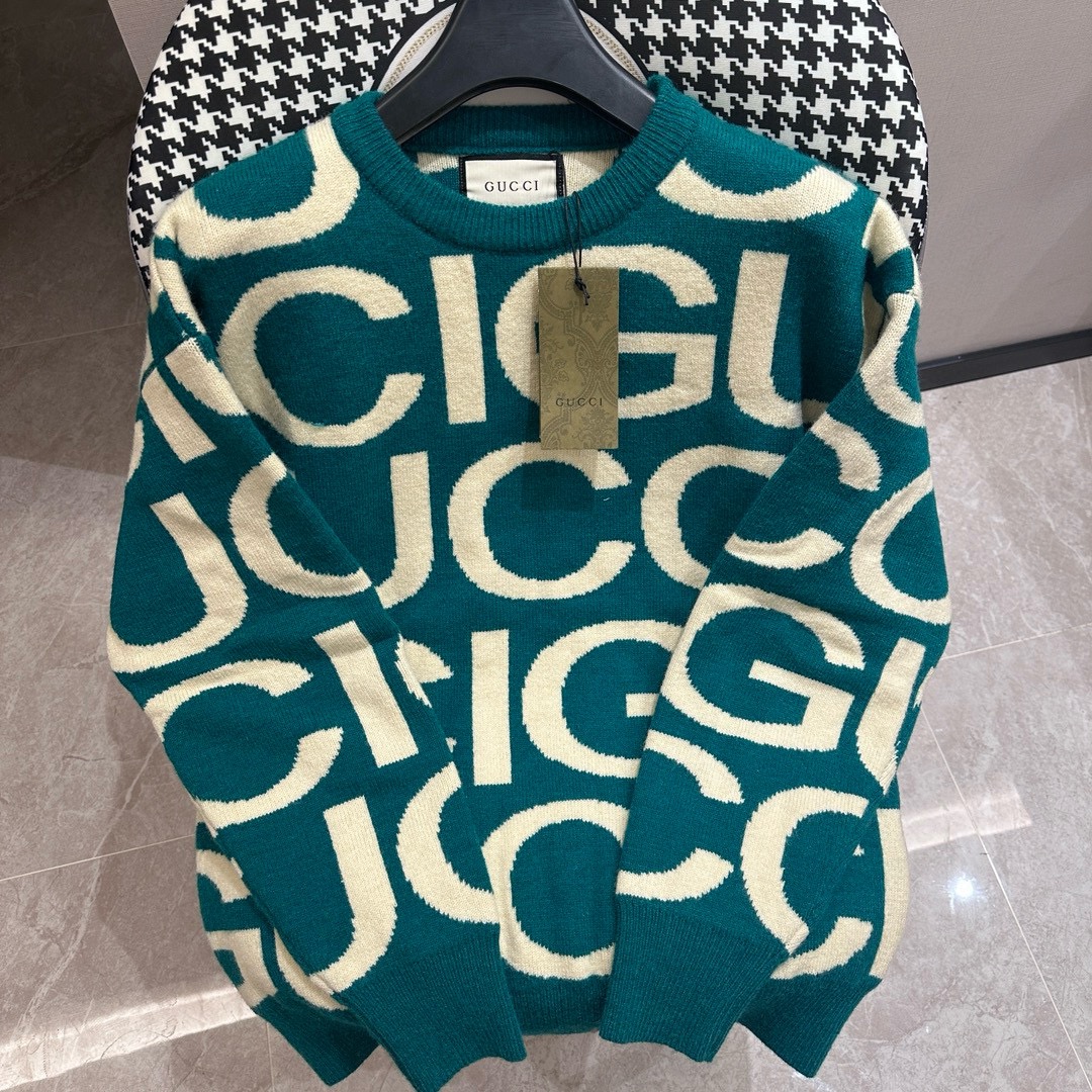GUCCl Gucci Recomendación popular ❤️ guc* nuevo producto de otoño e invierno, suéter de letras unisex de cuello redondo…