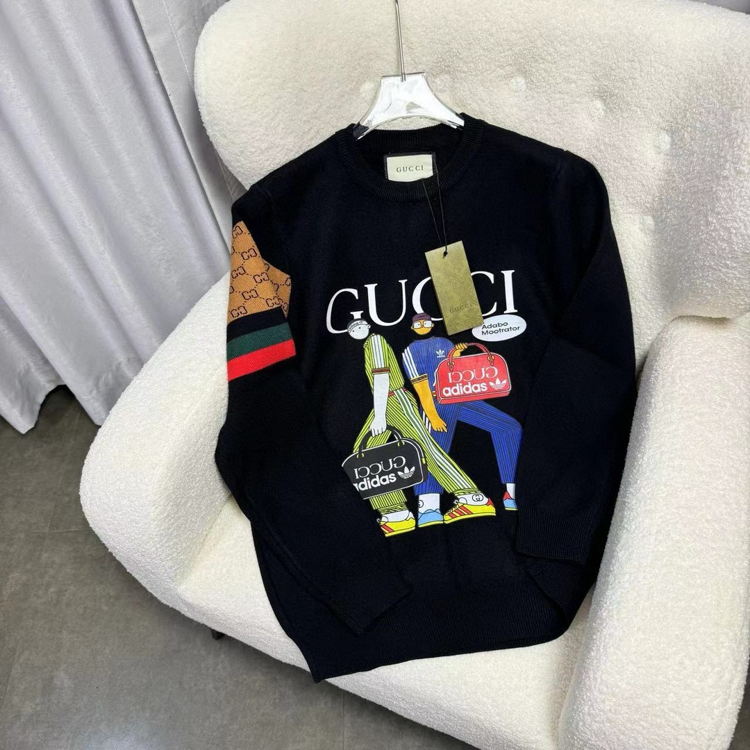 GUCCl古驰 G*CI 2024 primavera-verano unisex, pareja, último pedido comercial de manga larga de punto, calidad completa, e…