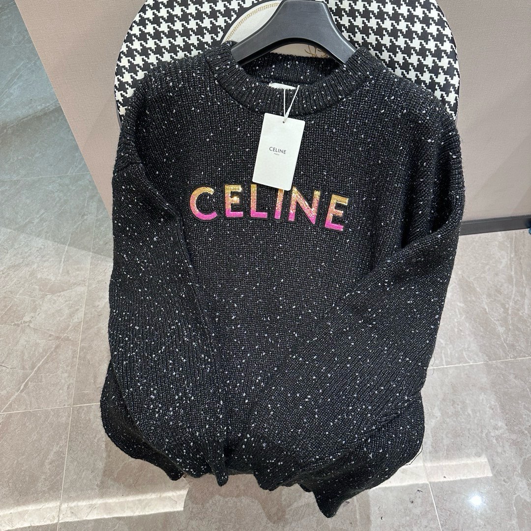 CELINE Unisex Suéter de punto de otoño-invierno 2023, edición exclusiva de la tienda Soho en Nueva York. Marca de lujo …