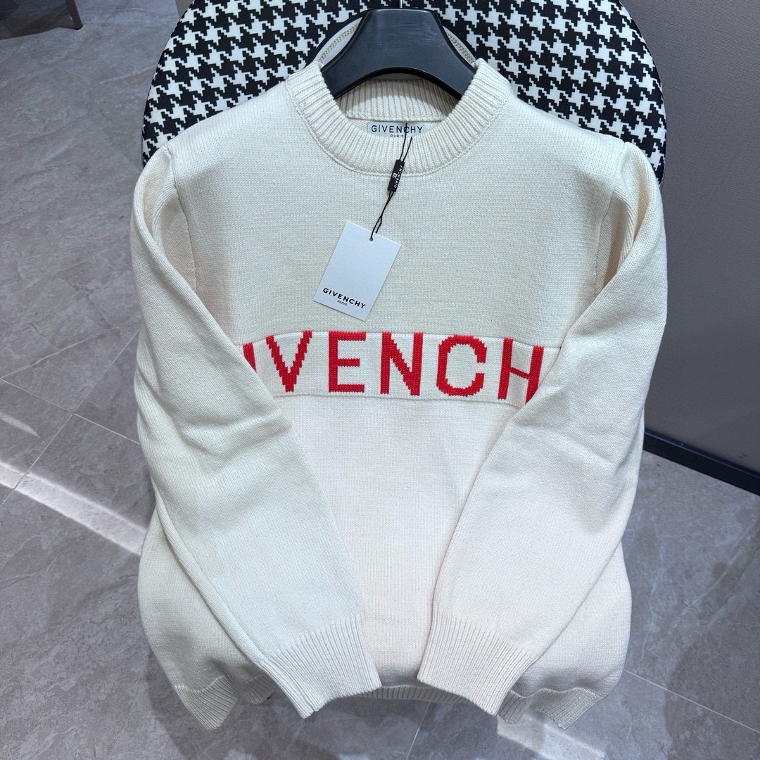 El suéter jacquard con logo cuadrado y letras clásicas de Givenchy 24FW utiliza máquinas de tejer totalmente importadas…