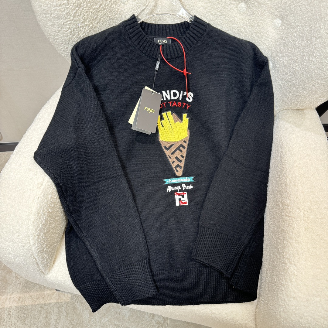 🀄️ FENDI Fendi 2024 otoño/invierno nueva colección FD familia unisex jersey de punto, artículo popular de la familia F…