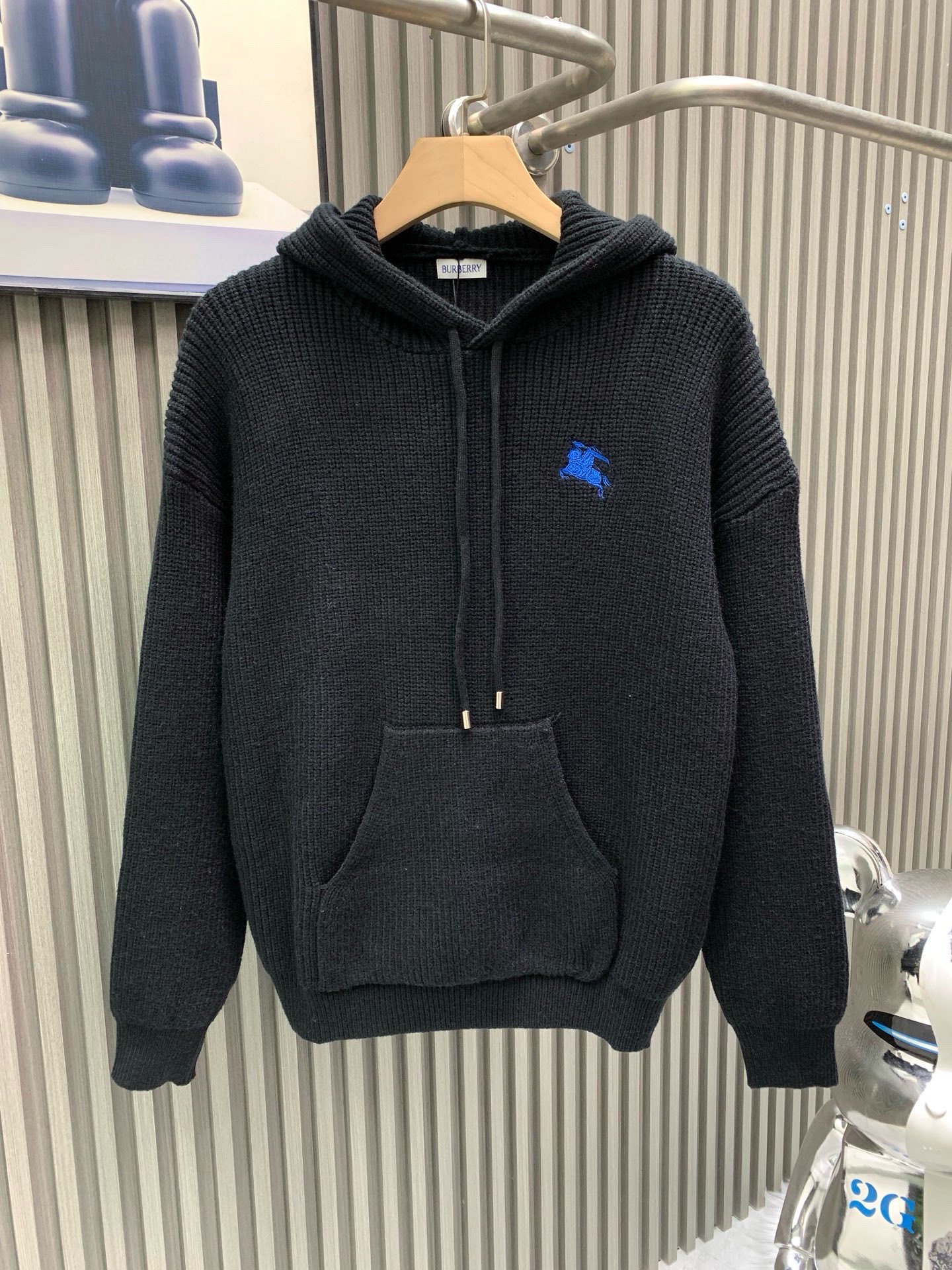 Burberry Black Logo Hooded Sweater