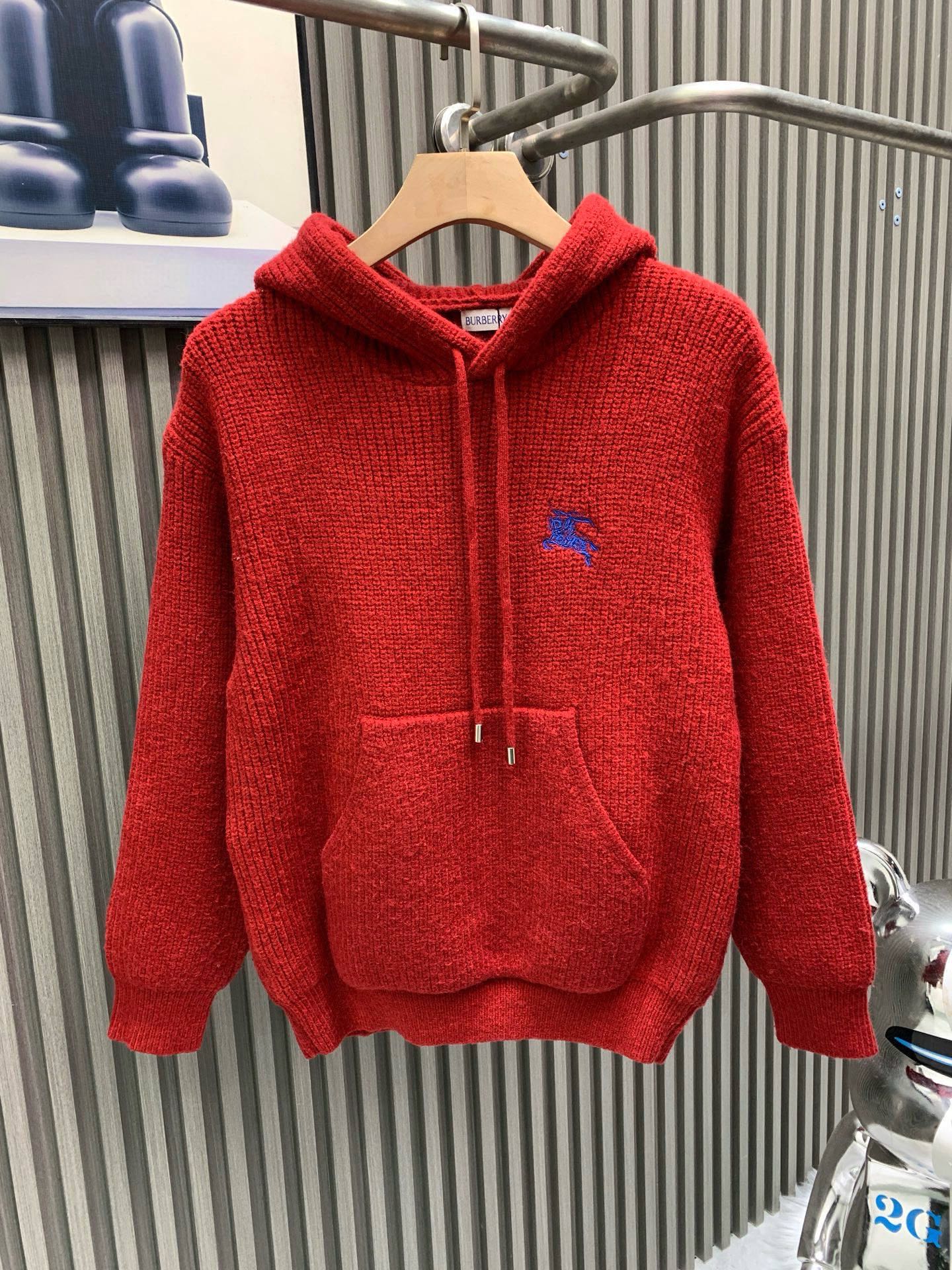Burberry Red Logo Hooded Sweater