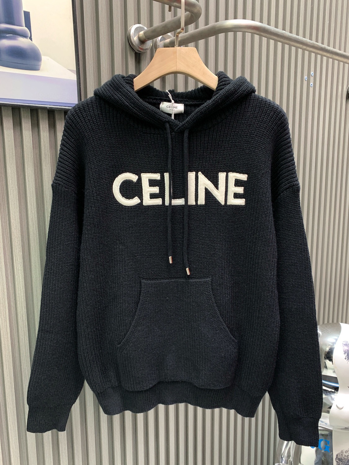 Celine Black Logo Pullover Hoodie