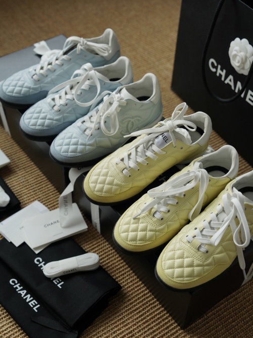 Chanel Quilted Leather Sneakers: Baby Blue & Macaron Yellow, Spring/Summer Style 1 Chanel Quilted Leather Sneakers: Baby Blue & Macaron Yellow, Spring/Summer Style