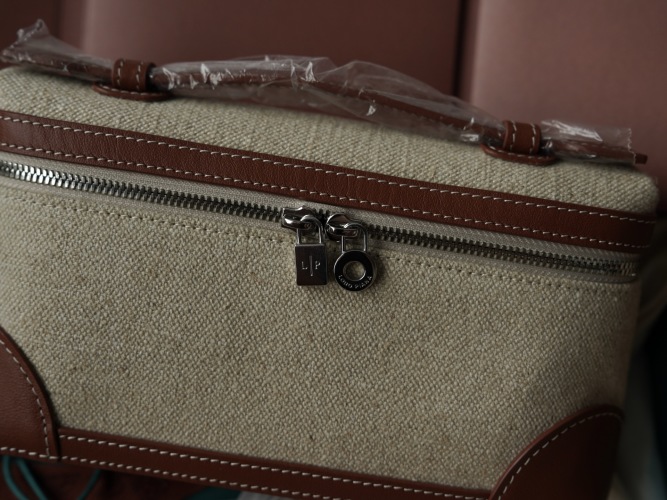 Loro Piana Extra Pocket L19 Handbag, Woven Fabric with Leather Trim 1 Loro Piana Extra Pocket L19 Handbag, Woven Fabric with Leather Trim