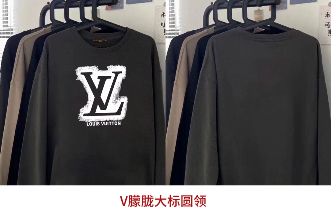 🛒购物价：41💰『广东特供服饰』需要加绒➕6元,品质端正毛圈质感无敌,原标吊牌,Louis Vuitton路易威登24ss使用进口白墨直喷印花工艺，图案清晰层次感强，手感爽滑透气性佳，上身轻松穿出潮流感，各年龄段人群都能轻松驾驭的百搭款。

OS落肩宽松版型包容各种身材，无论男女上身都超级好看，高水平做工，肩部下摆双针走线，通肩压条提升版型立体感

颜色:黑色  白色 藏蓝色 碳灰色 浅灰色 杏色