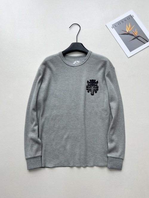 Chrome Hearts Long Sleeve Waffle Knit T-Shirt with Sword Vine Embroidery