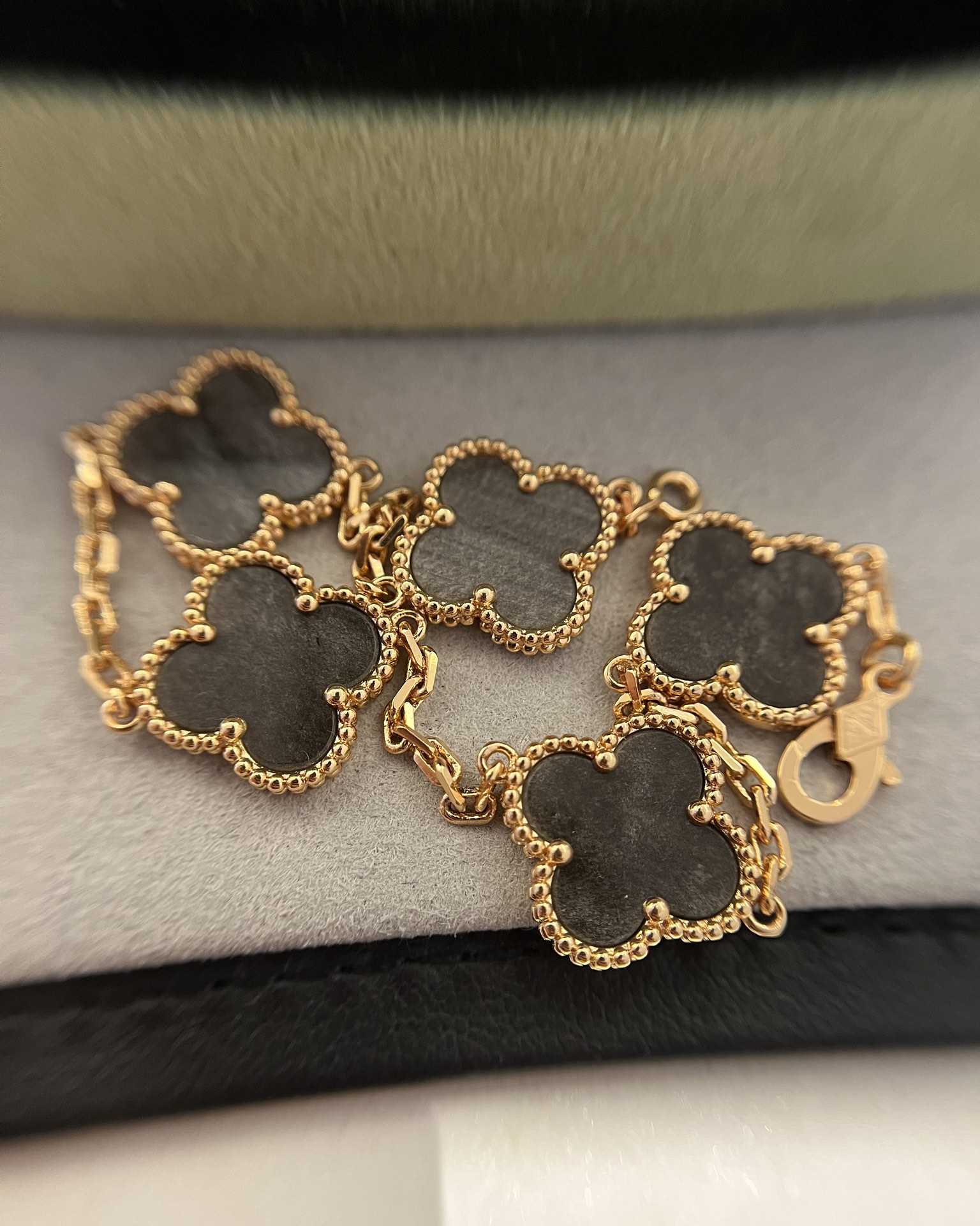 Van Cleef & Arpels vca 银耀石五花手链 玫金色 对版cnc菱形扣