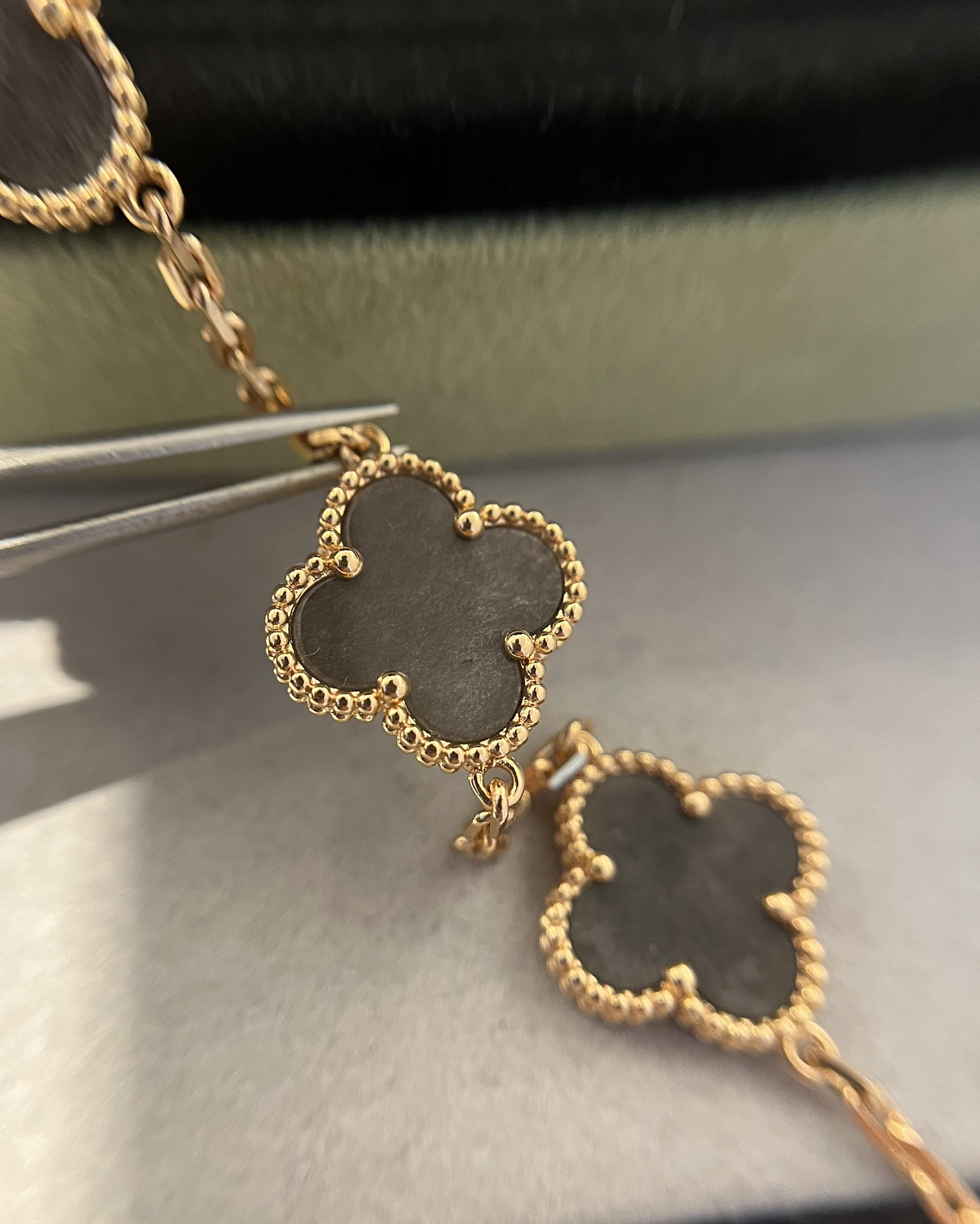 Van Cleef & Arpels vca 银耀石五花手链 玫金色 对版cnc菱形扣