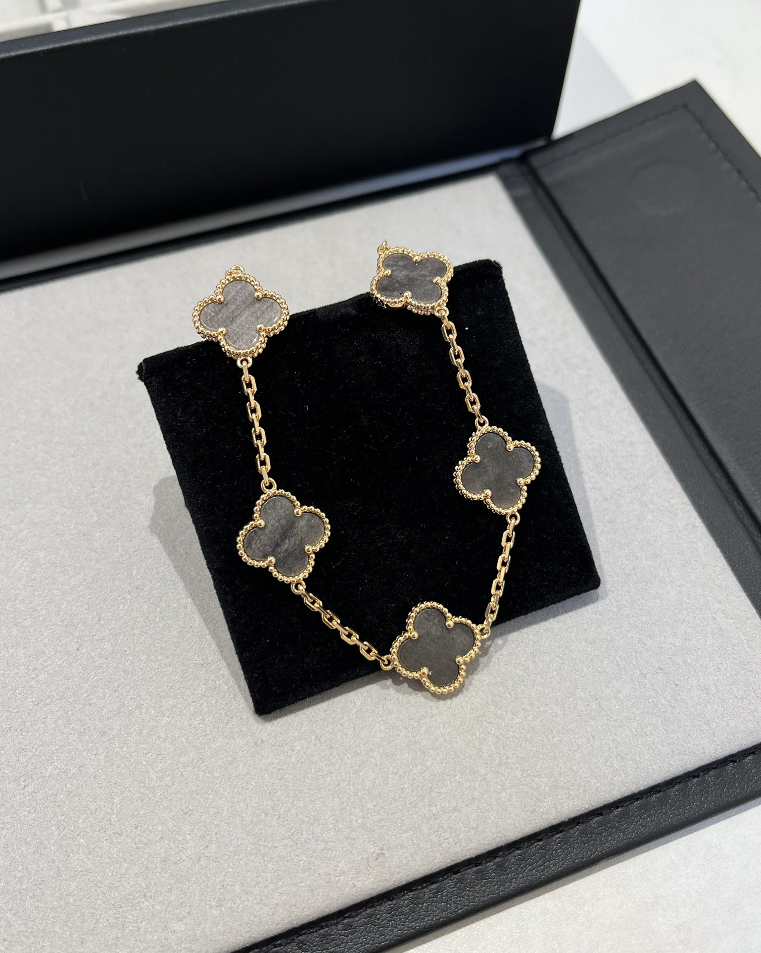 Van Cleef & Arpels vca 银耀石五花手链 玫金色 对版cnc菱形扣
