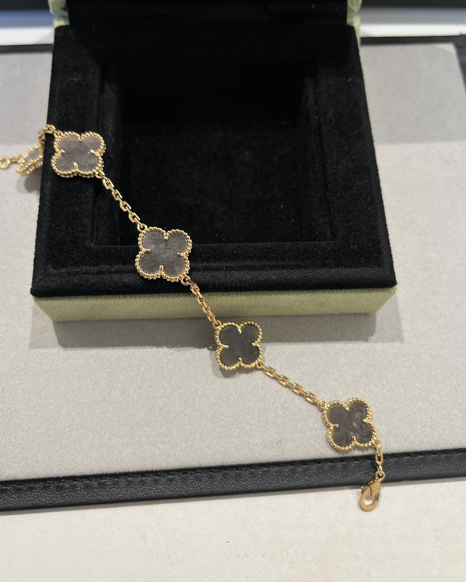 Van Cleef & Arpels vca 银耀石五花手链 玫金色 对版cnc菱形扣
