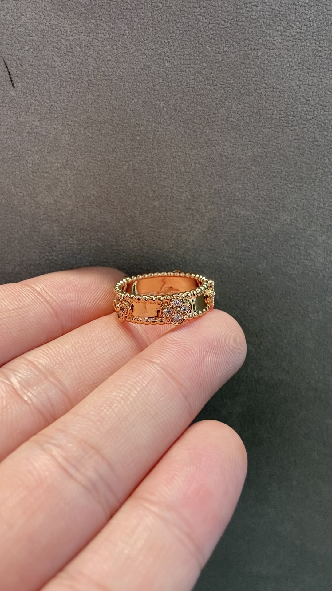 Van Cleef & Arpels vca 窄版万花筒戒指 玫金色