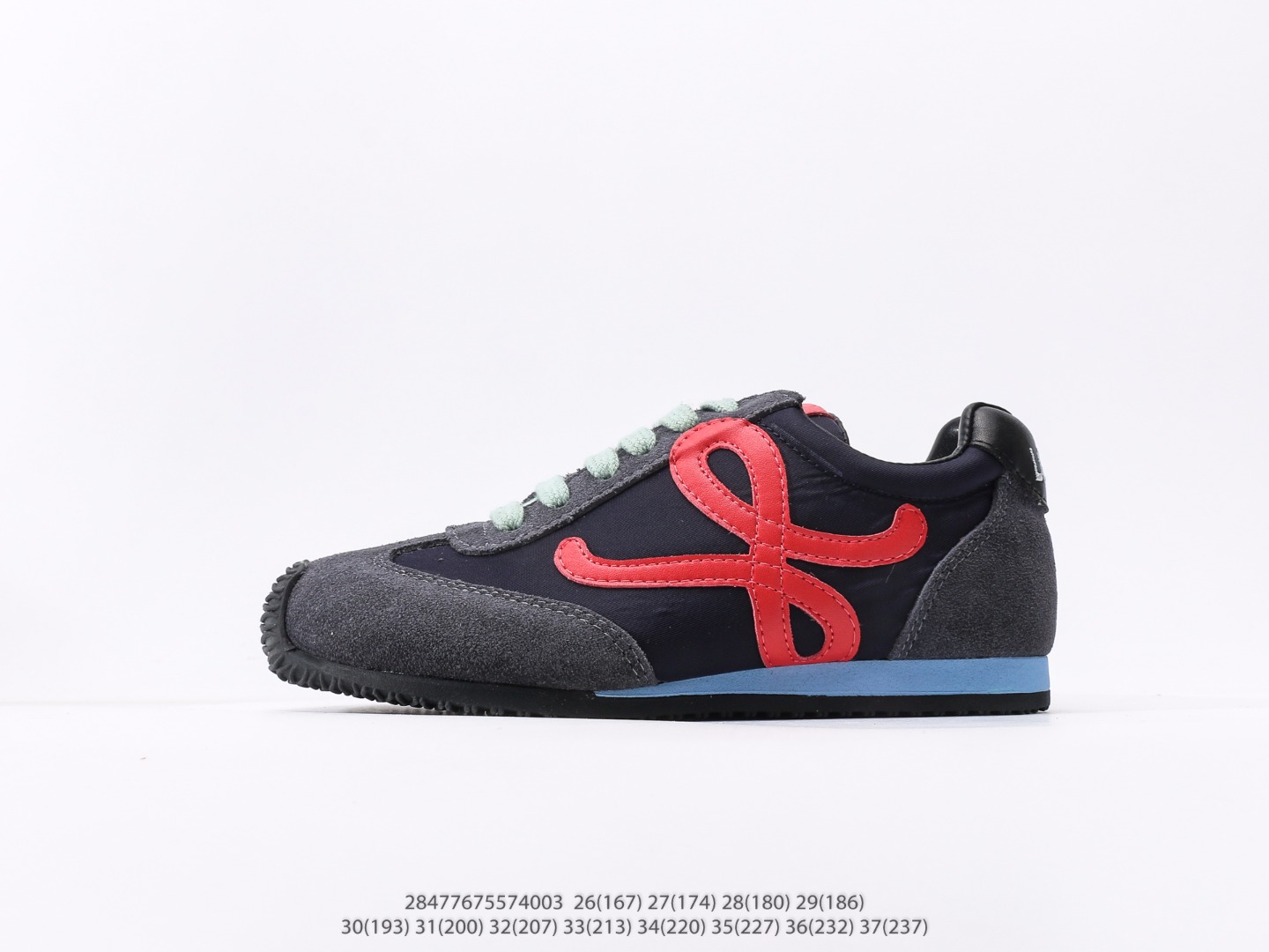 童鞋 罗意威Loewe Ballet Runner 2.0 Sneakers 芭蕾舞2.0系列阿甘复古风德训薄底百搭休闲运动鞋注意：图下方显示为实际脚长，单位毫米[手工测量，可能存在5毫米左右的误差] #28477675574003-选品中心