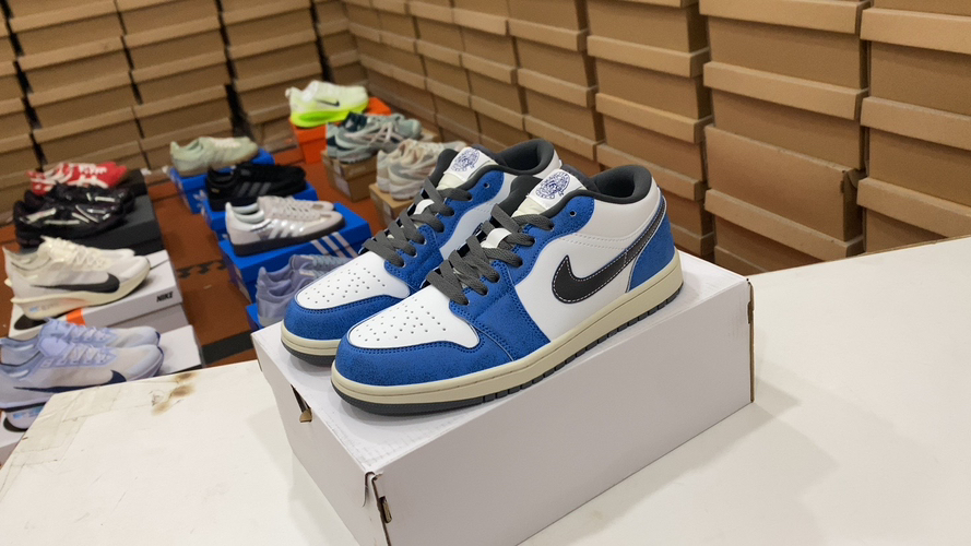 Air Jordan 1 Low Blue White Sneakers FV8439-104, Casual Style, All Sizes