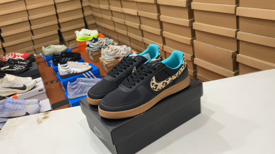 Nike Air Force 1 Low Black Leopard Print Casual Sneakers - Size 36-45