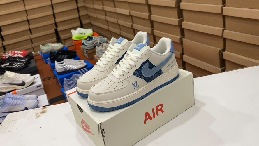 Nike Air Force 1 Low Louis Vuitton Sneakers, Leather Casual Shoes For Men and Women