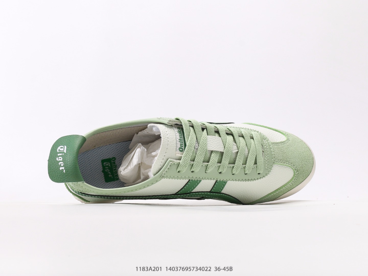 Onitsuka Tiger Mexico 66 Deluxe: Handcrafted Leather Sneakers - Green & White 4 o 1iujado2c1u8e60373819lg1toq2