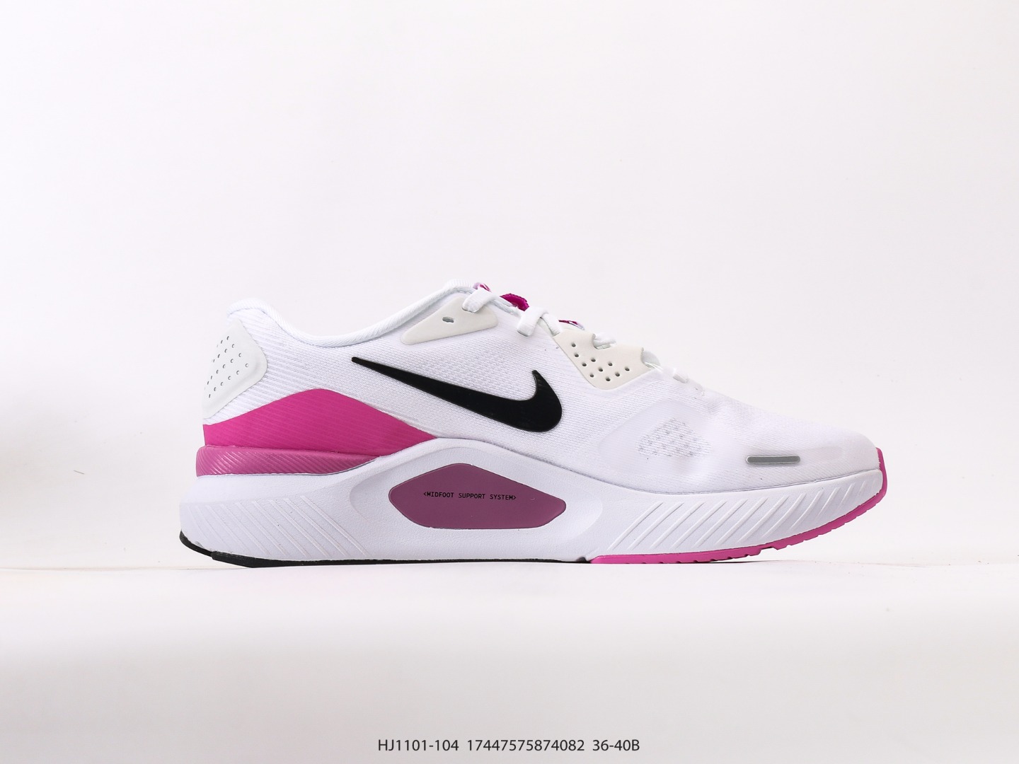 耐克Nike Air Zoom Structure 26 轻量跑鞋鞋面采用透气工程网眼材质制作.鞋身整体轻盈舒适透气,鞋子颜色以玫红色为主色调!耐克Logo以黑色搭配,整体颜色非常协调,简约风格,让日穿的穿搭更时尚.前掌搭载Air Zoom气垫,中底采用泡棉减震科技 货号:HJ1101 104#17447575874082
