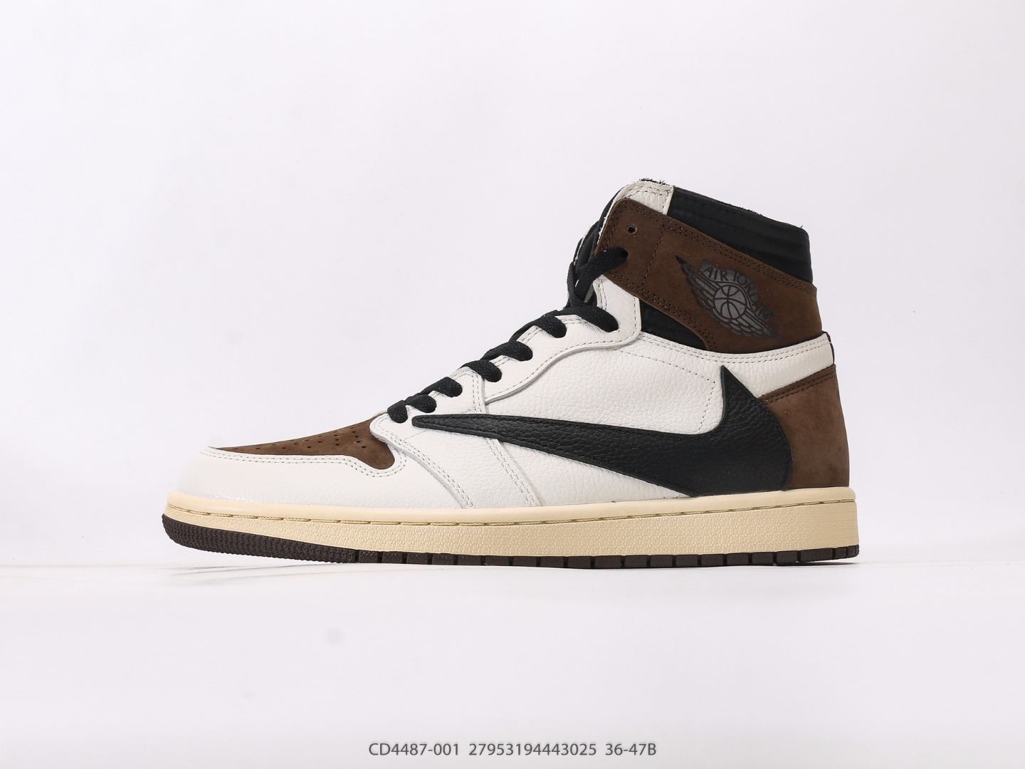 乔丹 Travis Scott x Air Jordan 1 YY Retro High OG Cuctus Jack反向钩倒钩鞋面以棕色牛巴革及白色荔枝皮的混搭设计 反转Swoosh Logo荔枝头层皮打造 隐藏着具有 3M 反光效果的 “Cactus Jack” 字样 简洁鞋履上迷人的细节 鞋帮附有零钱夹设计 鞋舌处加入红黑 Cactus Jack 标志 后跟处辅以鬼脸压印示人 飞翼3D高频深度立体. 货号:CD4487 001 #27953194443025
