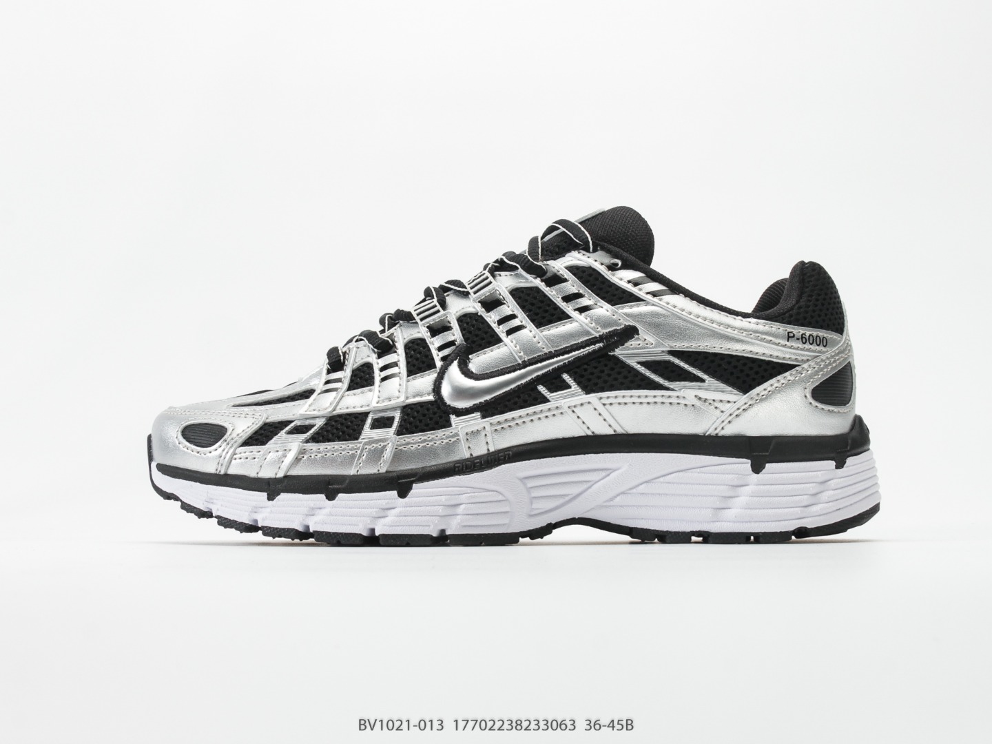 @190 Nike P-6000, persiguiendo el espacio, zapatillas retro de estilo tecnológico negro y plateado para hombr…