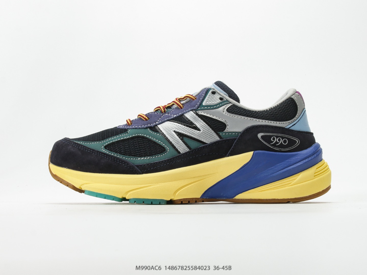P170 New Balance NB 990 series, New Balance, malla retro, tejido de piel de cerdo, caña baja, zapatillas de r…